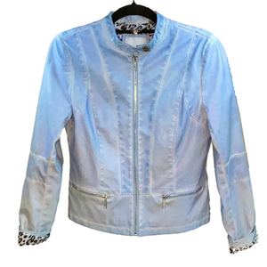 Rino & Pelle Faux Leather (polyurethane) powder blue breathable jacket EU sz 36